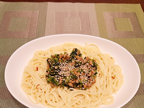 高菜と納豆のピリ辛 パスタ